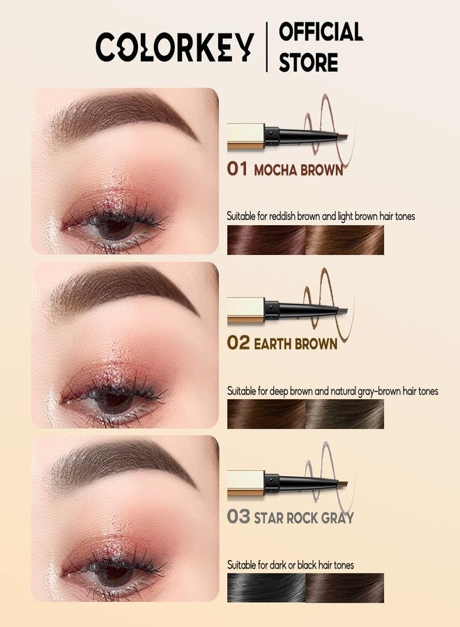 COLORKEY Contour Sketch Eyebrow Pencil: Retractable, Small Triangle Core, Defines Various Brow Shapes, Creates Defined Brows, Long-Lasting Wear (01 Mocha Brown) - Image 4